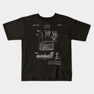 Baseball Glove Patent - Baseball Art - Black Chalkboard Kids T-Shirt